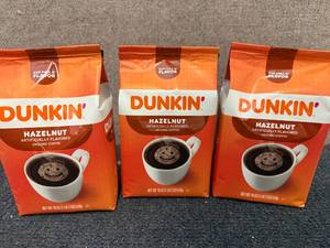 lot 167 image: 3 Bags of Dunkin Hazelnut Coffee