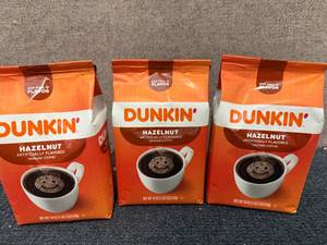 lot 168 image: 3 Bags of Dunkin Hazelnut Coffee