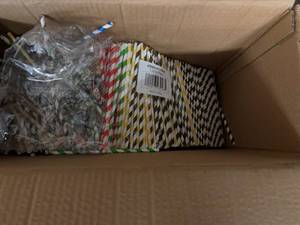 lot 103 image: 1200x Mixed Color Paper Straws--Bag Broke Open