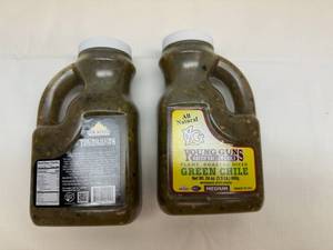 lot 157 image: 2x 24oz Young Guns Flame Roasted Diced Green Chili