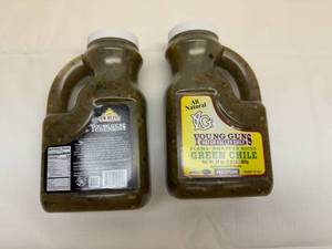 lot 158 image: 2x 24oz Young Guns Flame Roasted Diced Green Chili