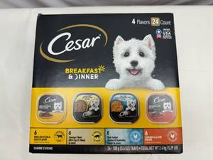 lot 188 image: 24x 3.5oz Cesar Breakfast & Dinner Dog Food