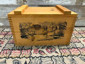 lot 64 image: Wood Box with Hinged Lid