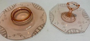 lot 93 image: Pink Depression Serving Dishes