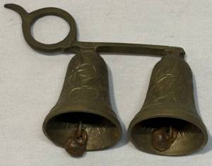 lot 156 image: Double Brass Bells with Finger Loop