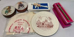 lot 172 image: Lutheran Church Items and Norman Rockwell Tins
