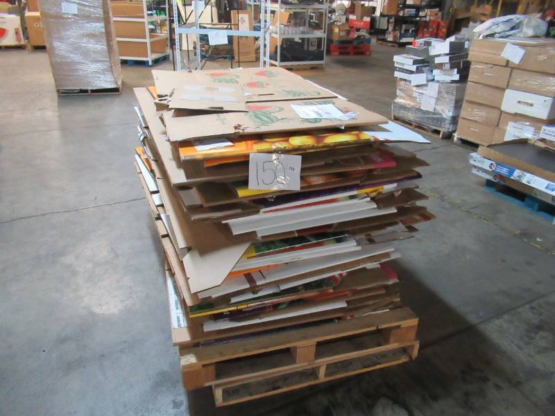 lot 150 image: Pallet of Over 16 Heavy Duty Used Cardboard Gaylord Boxes in Excellent Condition.