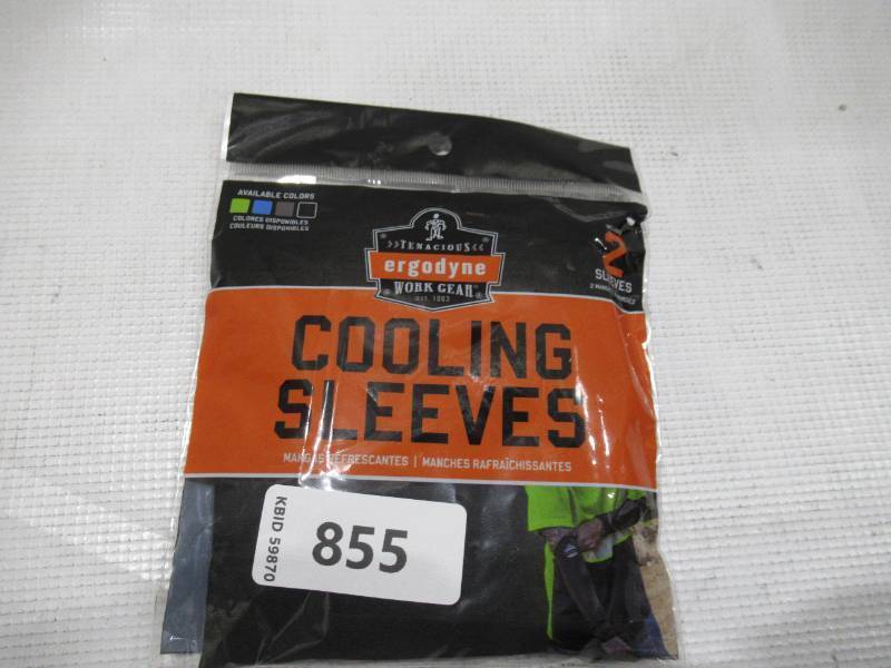 lot 855 image: NEW Ergodyne Chill-Its 6690 Cooling Arm Sleeves - Performance Knit (Pair) - BLACK - LARGE
