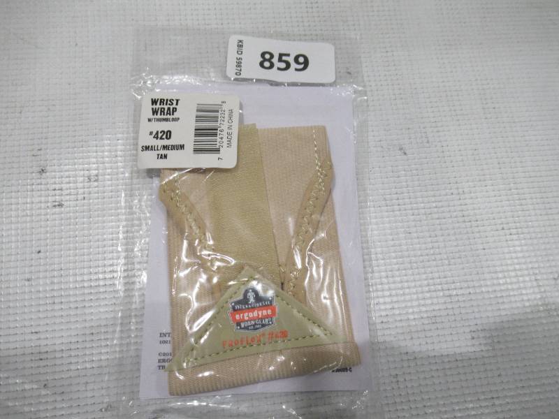 lot 859 image: NEW Ergodyne ProFlex 420 Wrist Wrap Support - Thumb Loop - TAN - SM