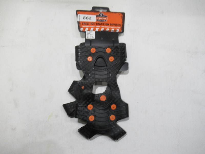 lot 862 image: NEW Ergodyne TREX 6300TC Slip-On Ice Cleats - Tungsten Carbide - LARGE
