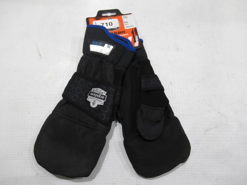 lot 710 image: NEW Ergodyne ProFlex 816 Thermal Half Finger Winter Work Gloves - EN 388 2231X, Flip-Top Mittens - LARGE