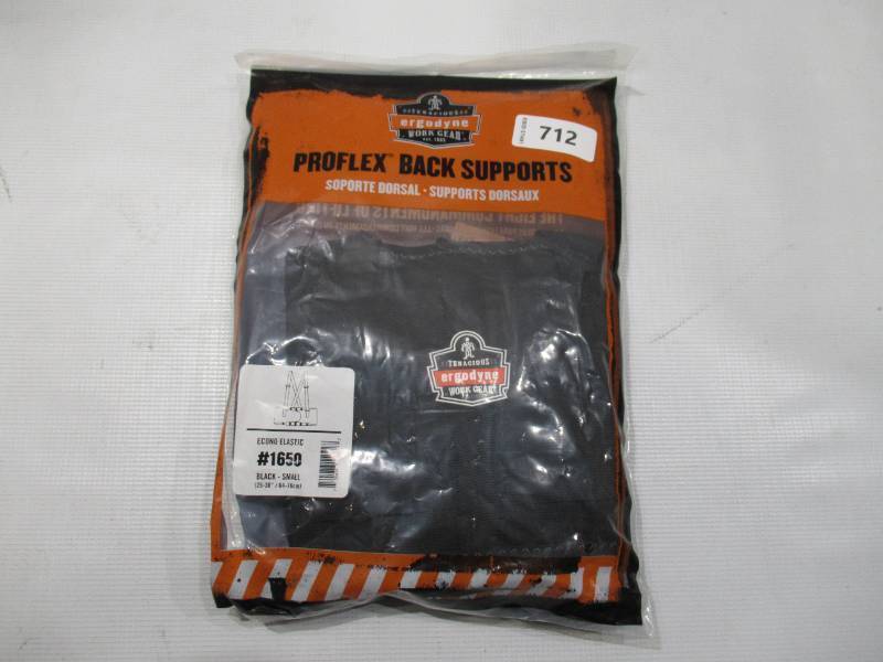 lot 712 image: NEW Ergodyne ProFlex 1650 Elastic Back Support Brace - Black , SMALL