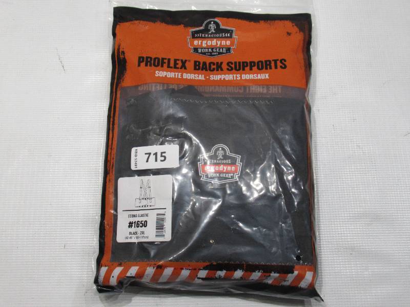 lot 715 image: NEW Ergodyne ProFlex 1650 Elastic Back Support Brace - Black , 2XL
