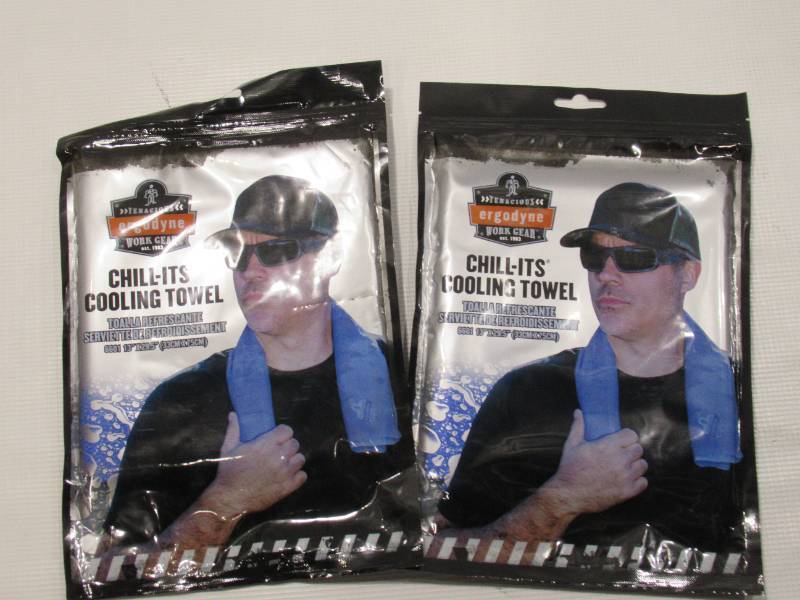 lot 726 image: NEW 2 Pack of Ergodyne Chill-Its 6606FR FR Cooling Towel - BLUE