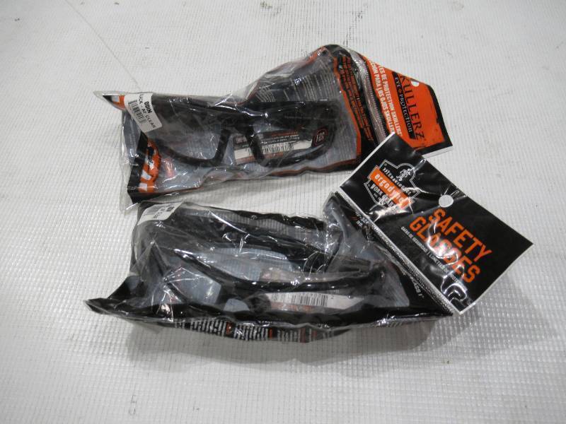 lot 733 image: NEW 2 Pack of Ergodyne Skullerz ODIN Safety Glasses-Eye Protection Clear Lens Black Frame