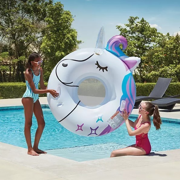 lot 217 image: NEW Members Mark Oversized Inflatable Pool Float - Unicorn