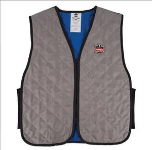 lot 926 image: NEW Ergodyne Chill-Its 6665 Evaporative Cooling Vest - Embedded Polymers, Zipper Closure - Gray - MEDIUM