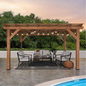 lot 119 image: NEW Backyard Discovery 14 x 10 Delray Cedar Pergola with PowerPort