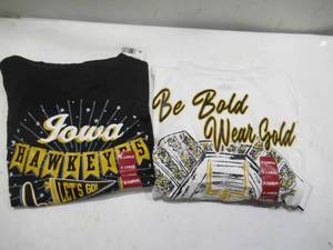 lot 443 image: PAIR of 2 NEW Iowa Hawkeyes NCAA Mens Long Sleeve T-Shirts - XL