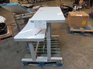 lot 140 image: Pair of White Metal Motorized Desks - Both With Issues