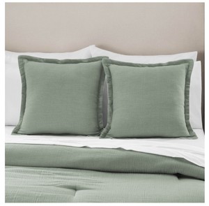 lot 195 image: NEW Members Mark 2-Pack Reversible Cotton Slub Pillows - Green River