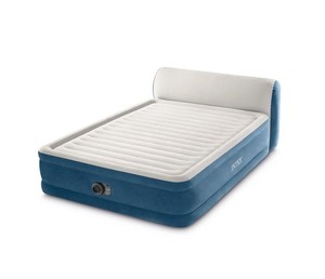 lot 312 image: Intex Queen DuraBeam Headboard Air Mattress w Internal Pump