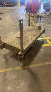 lot 328 image: Industrial Wooden Cart with Iron Wheels