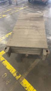 lot 329 image: Heavy Duty Wooden Industrial Cart with Metal Wheels