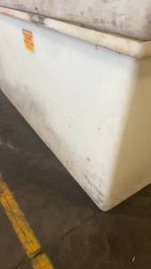 lot 366 image: Large Poly Processing Rectangular Plastic Storage Tank with Drain Valve
