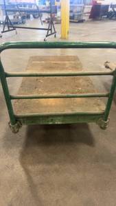 lot 374 image: Industrial Heavy Duty Wooden Platform Cart with Metal Frame
