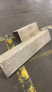 lot 383 image: Weather Guard Aluminum Diamond Plate Truck Tool Box with Custom Bed Covers