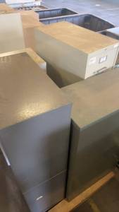 lot 394 image: Set of 4 Metal Office File Cabinets Assorted Sizes
