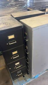 lot 395 image: Lot of 2 Metal 4-Drawer Filing Cabinets