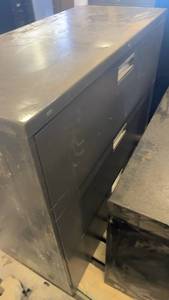 lot 408 image: Lot of 2 Metal Lateral File Cabinets with Two Drawers