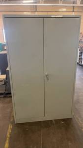 lot 410 image: Heavy Duty Metal Storage Cabinet with Shelves and Lock