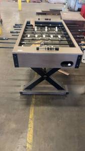 lot 430 image: Foosball Table with Modern Wood and Metal X-Frame Base
