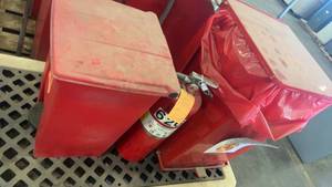 lot 432 image: Lot of Biohazard Waste Bins with Fire Extinguisher