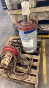 lot 436 image: Mobilith SHC PM 460 Grease Pump Drum with Hoses and Fittings