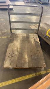 lot 443 image: Heavy-Duty Industrial Wooden Platform Cart with Iron Frame and Casters