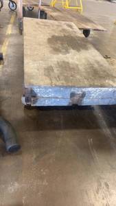 lot 447 image: Heavy Duty Industrial Wood Platform Cart with Metal Wheels