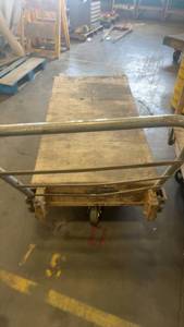 lot 454 image: Wood Platform Warehouse Cart with Metal Handle