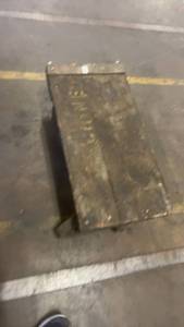 lot 484 image: Industrial Wood and Metal Rolling Cart with Large Wheels