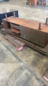 lot 491 image: Used Wooden Office Credenza with Drawers and Cabinet Storage