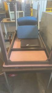 lot 650 image: Lot of Office Tables and Blue Upholstered Chairs