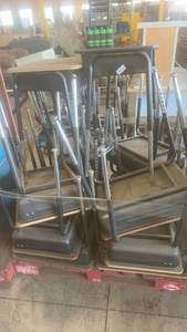 lot 652 image: Lot of School Desks with Attached Chairs and Metal Legs