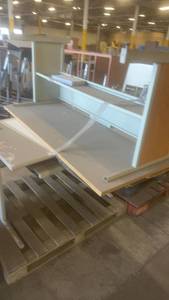 lot 660 image: Used Metal and Laminate Office Desks with Attached Shelves