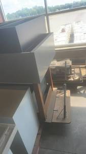 lot 664 image: Industrial Sorting Table with Metal Storage Compartments and Rolling Base