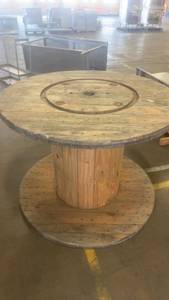 lot 679 image: Large Wooden Industrial Cable Spool Reel