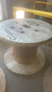 lot 682 image: Large Wooden Industrial Cable Spool Reel