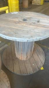 lot 683 image: Large Wooden Cable Spool Reel Table